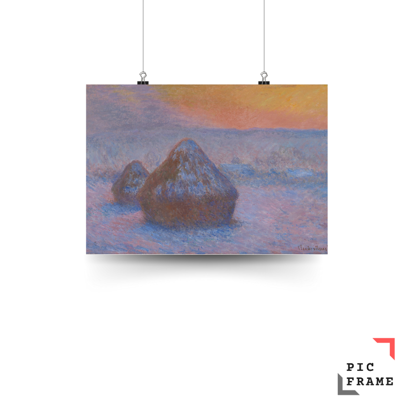 Stacks of Wheat (Sunset, Snow Effect)