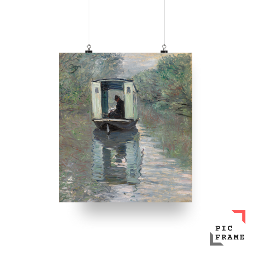Claude Monet painting in his studio boat