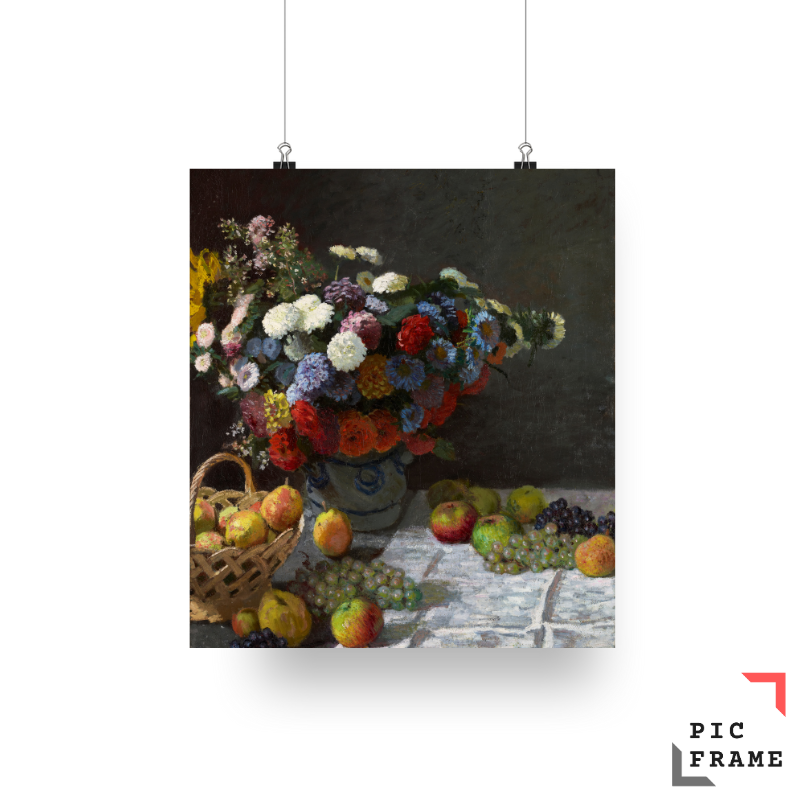 Still Life with Flowers and Fruit Poster Print by Claude Monet