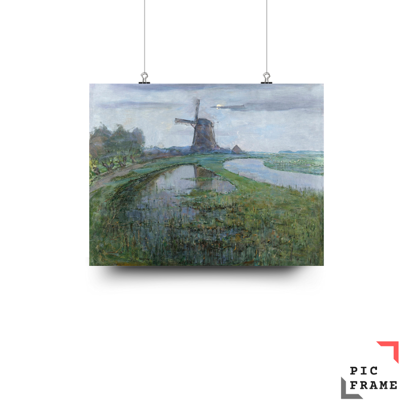 Oostzijdse Mill along the River Gein by Moonlight