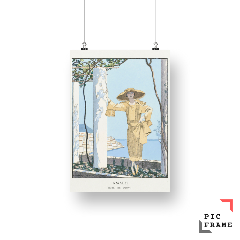 Amalfi. Robe, de Worth from Gazette du Bon Ton No. 7, Pl. 54 (1922) by George Barbier