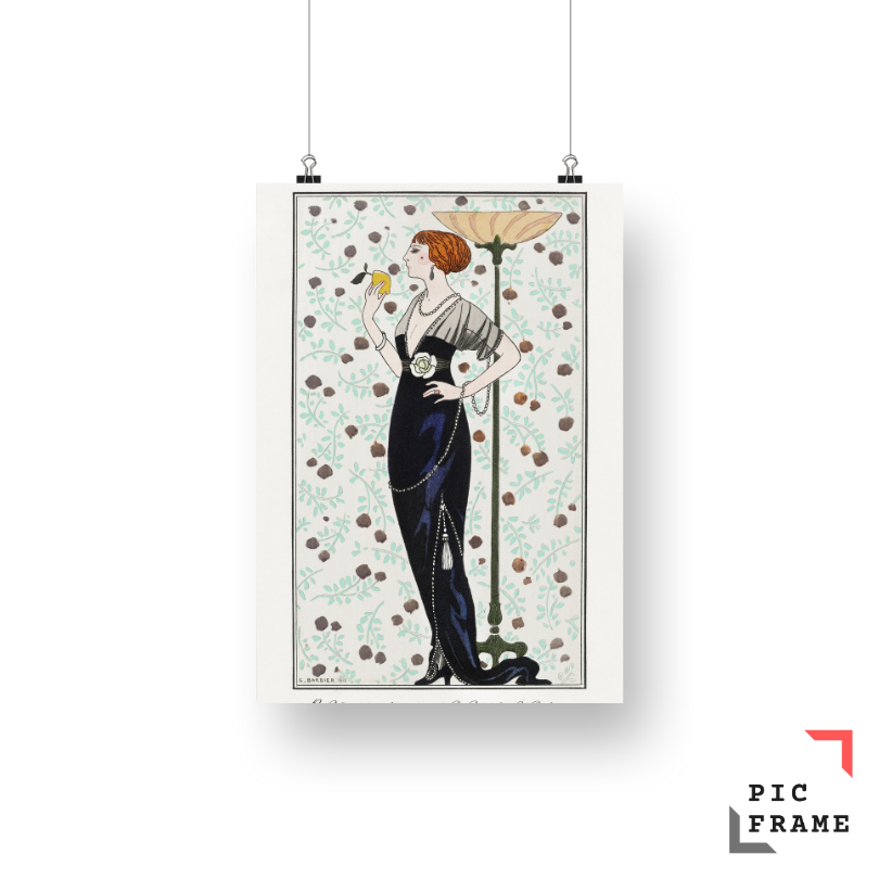 Grande robe du soir from Journal des Dames et des Modes (1913) fashion illustration in high resolution by George Barbier