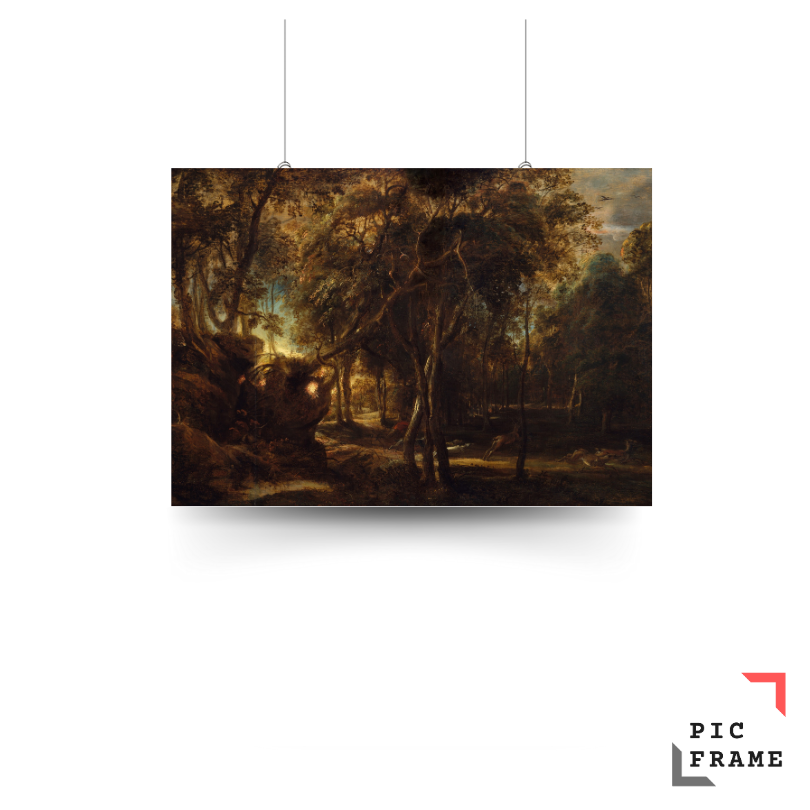 A Forest at Dawn with a Deer Hunt by Peter Paul Rubens