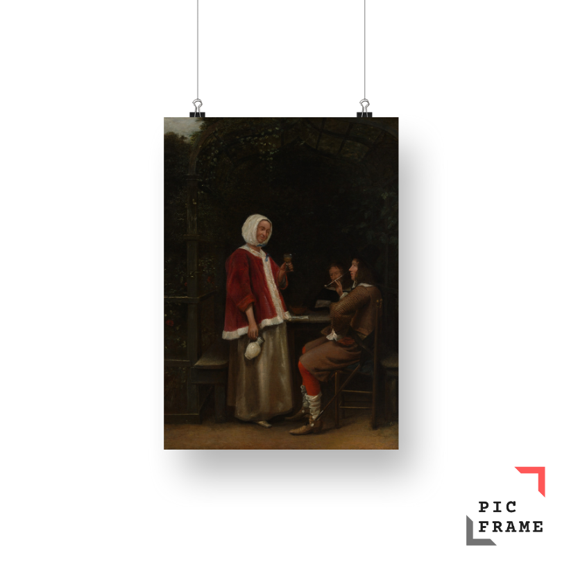 A Woman and Two Men in an Arbor by Pieter de Hooch