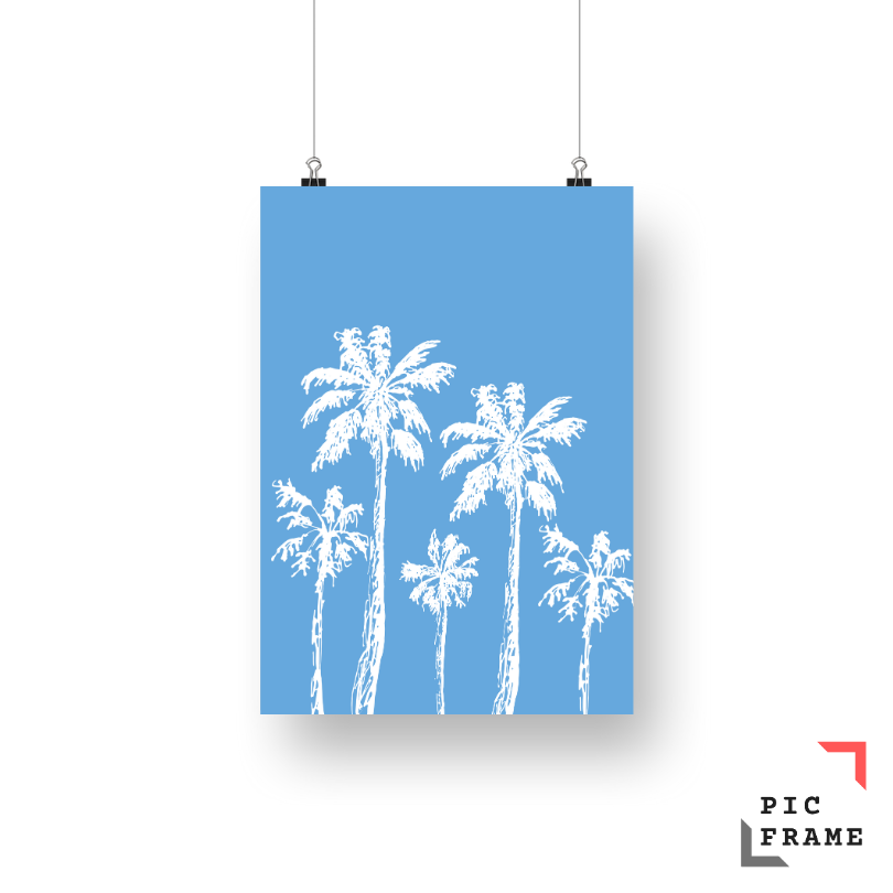 Palm trees in white ink