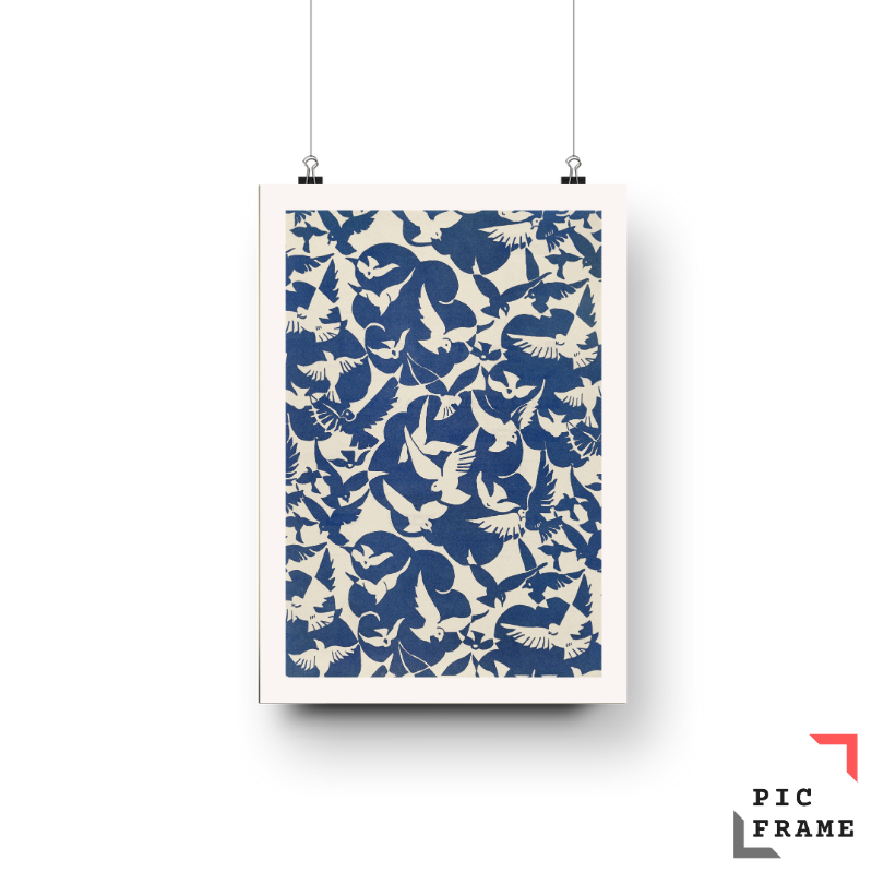 Pigeons in white and blue