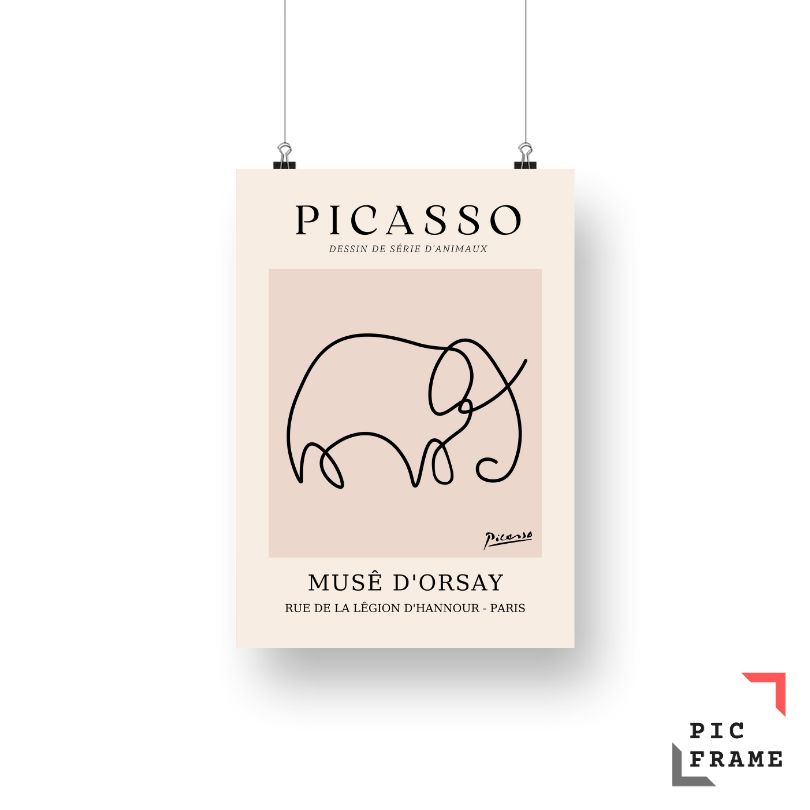 Retro One Line Elephant Drawing