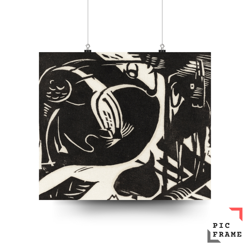 Two Mythical Animals (1914) Franz Marc