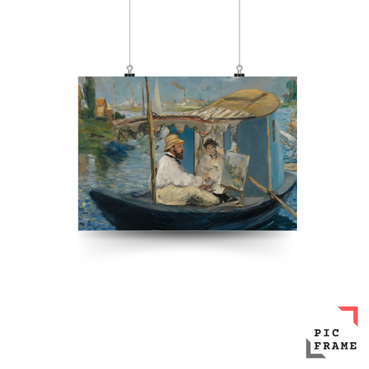 Monet Painting in his Studio Boat, 1874