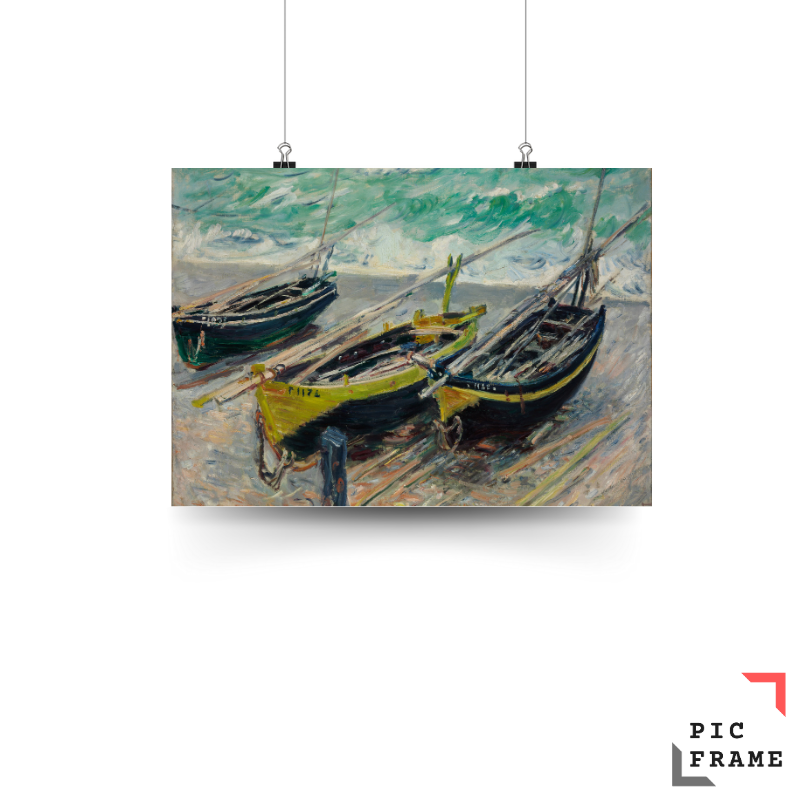 Three fishing boats by Claude Monet