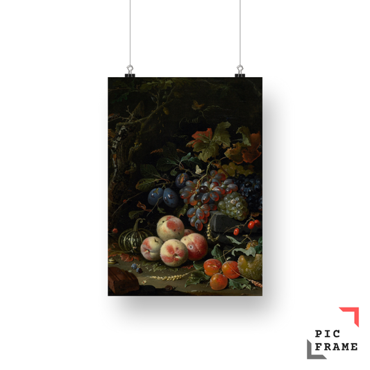 Dutch still life with fruit, foliage, and insects