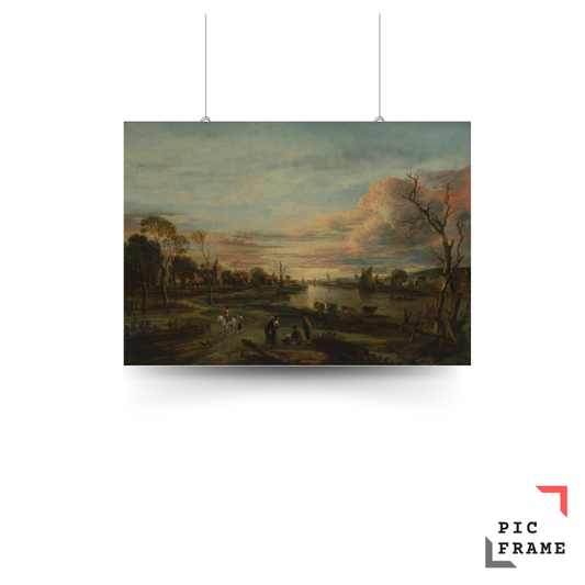 Landscape at Sunset by Aert van der Neer