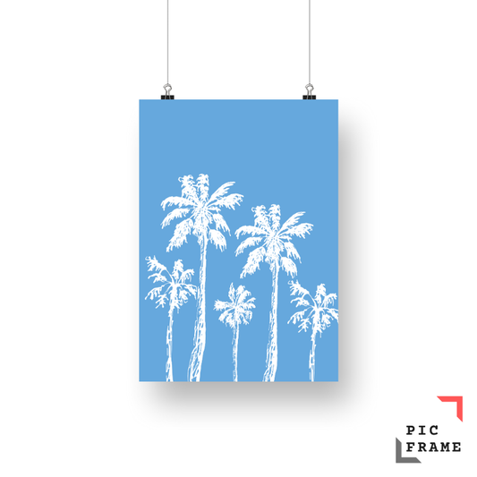 Palm trees in white ink
