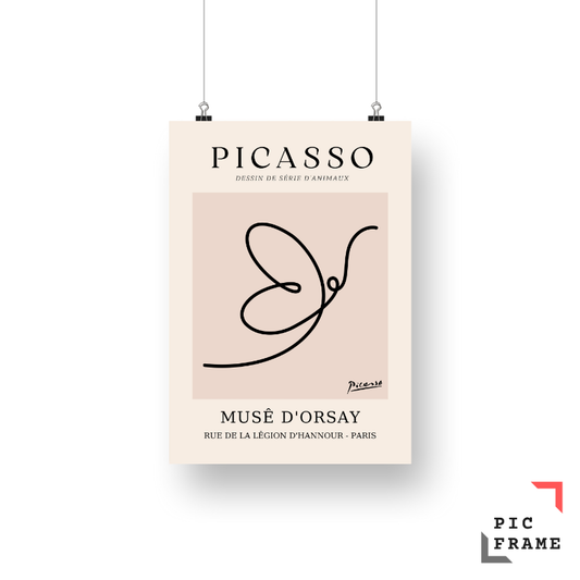 Picasso Poster Retro One Line Butterfly Drawing