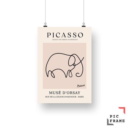 Retro One Line Elephant Drawing