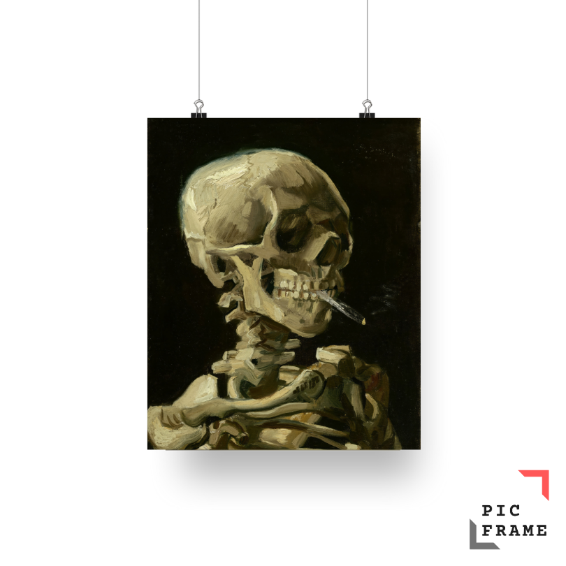 Skull of a Skeleton with Burning Cigarette
