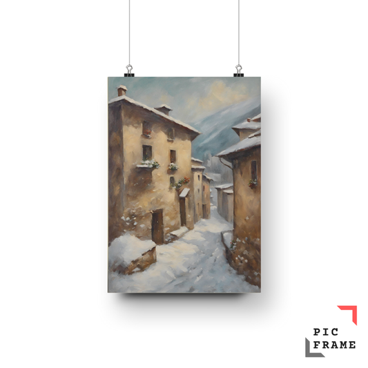 Snowy Village Street