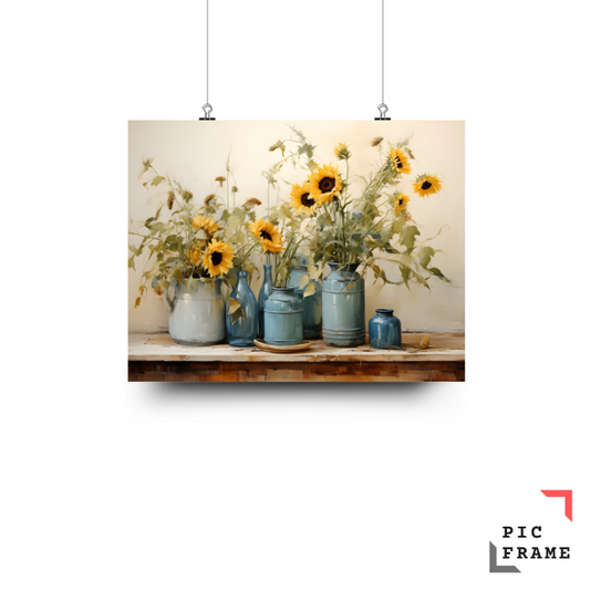 Sunflowers in pots