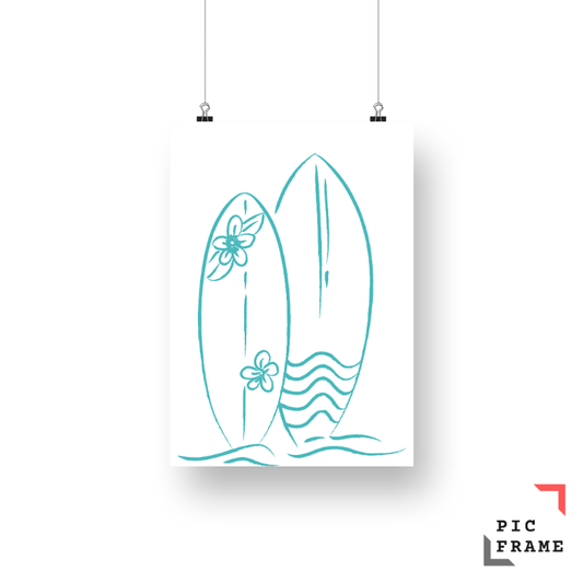 Surfboards in turquoise