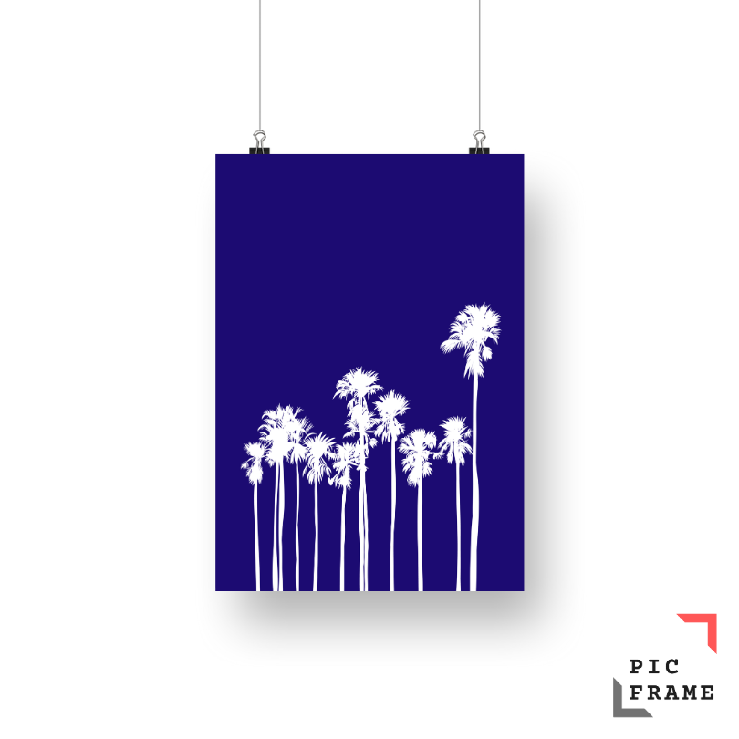 White ink palm trees