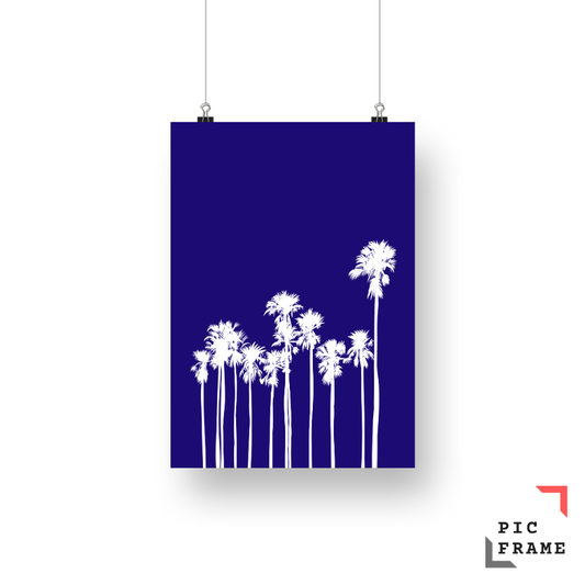 White ink palm trees