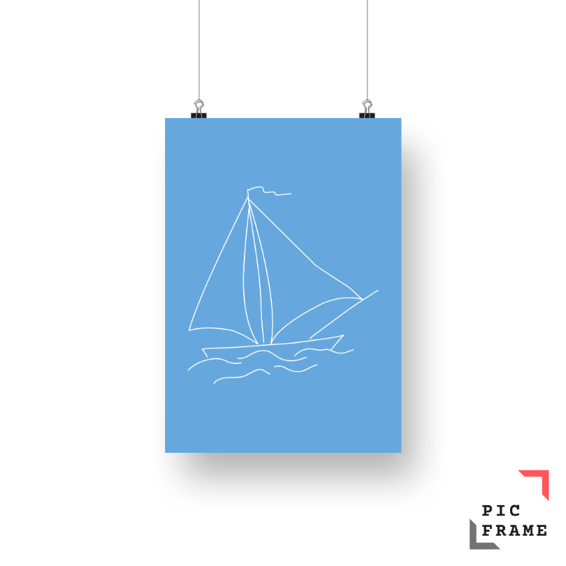 boat in white ink
