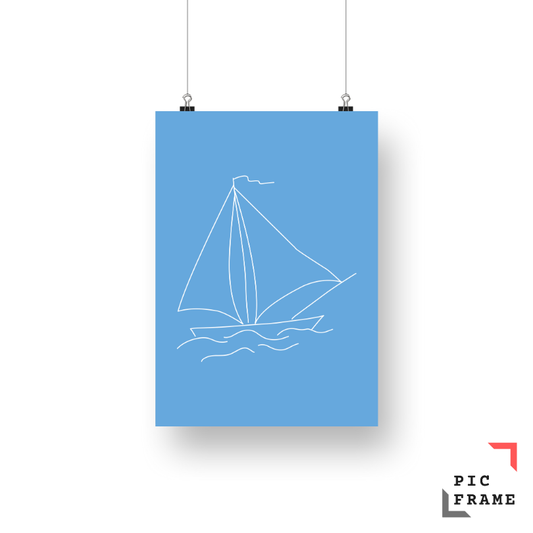 boat in white ink